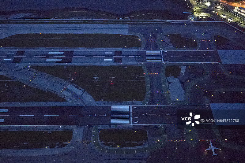 旧金山国际机场的空中夜景图片素材