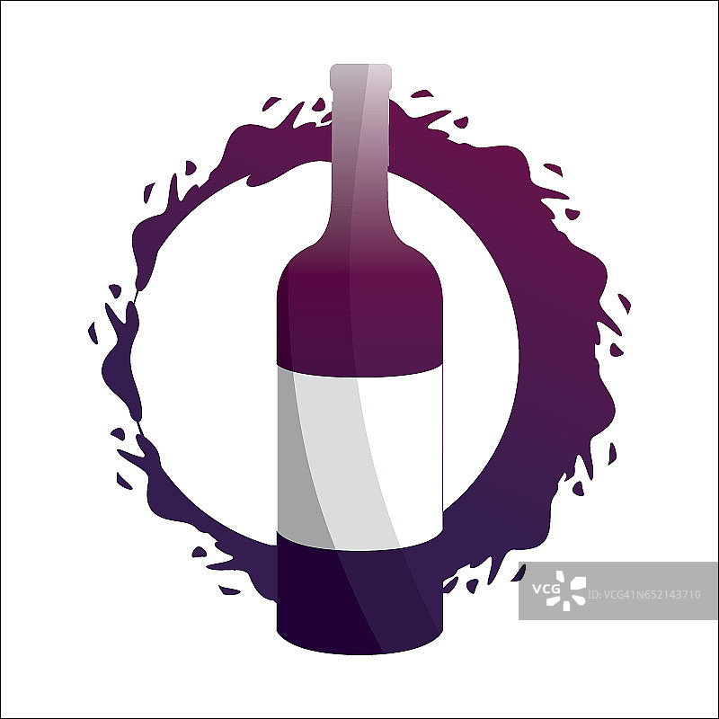 瓶子与泡沫的葡萄酒图标图片素材
