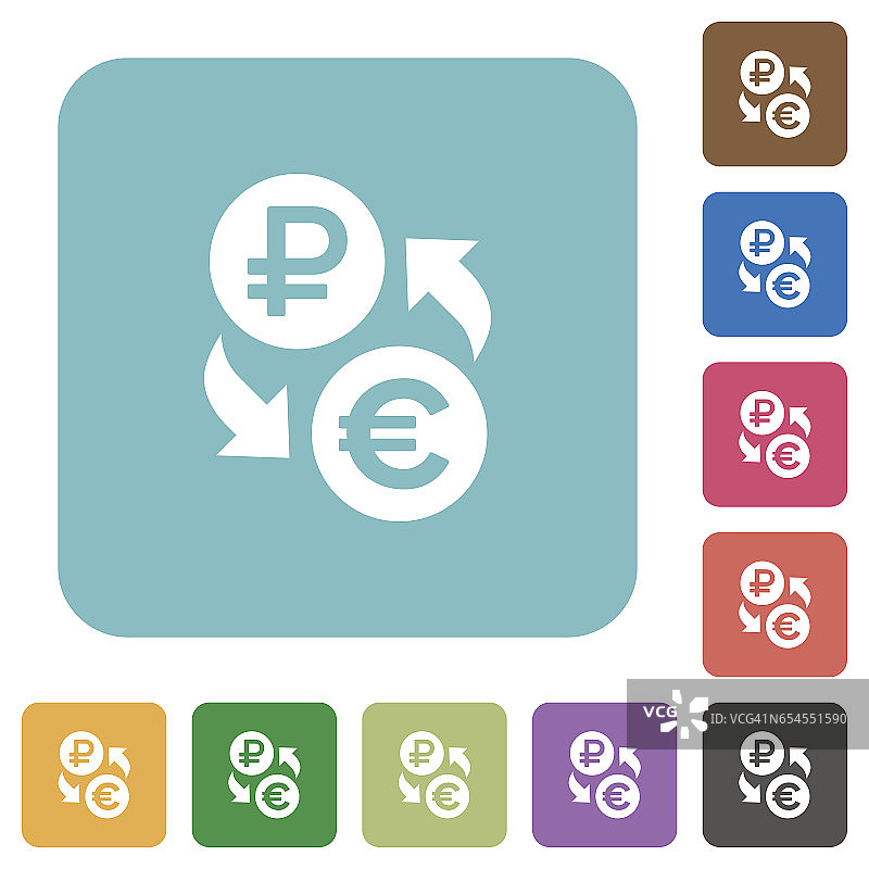 卢布欧元货币兑换圆形方形平图标圆形方形平图标图片素材