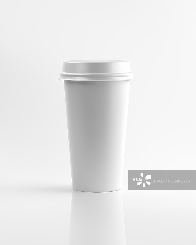 普通纸绝缘咖啡杯与盖上白色图片素材