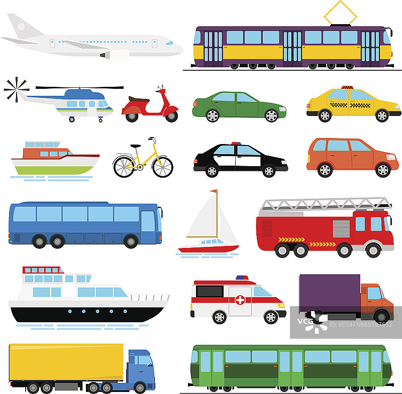 城市交通彩色矢量插图。城市交通运输图片素材