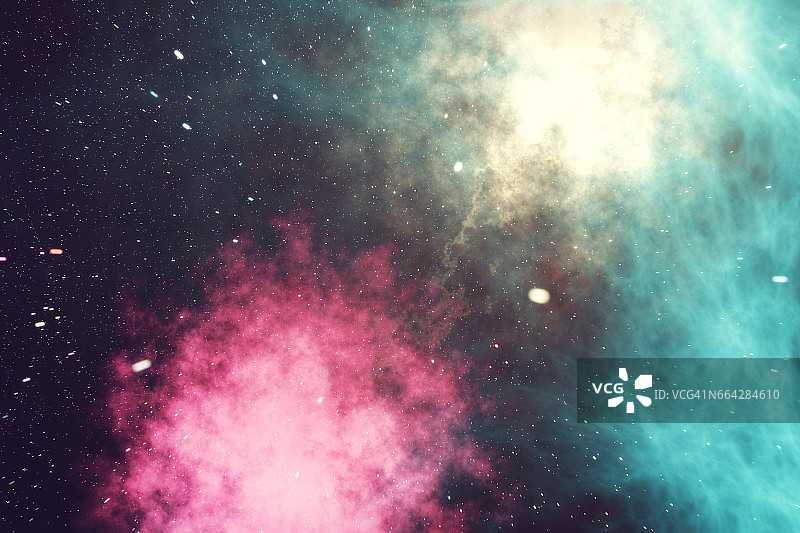 外太空充满了无数的恒星、星系和星云。美丽的彩色背景。三维渲染图片素材