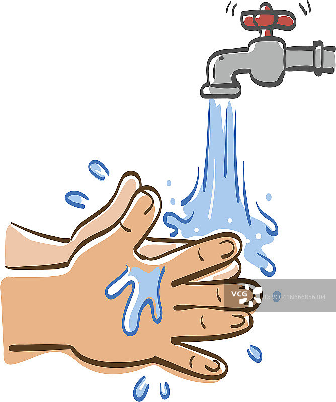 用清水洗手，矢量图形说明。图片素材