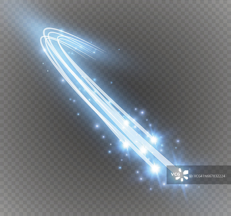 抽象矢量发光魔术星光效果由霓虹模糊产生的曲线图片素材