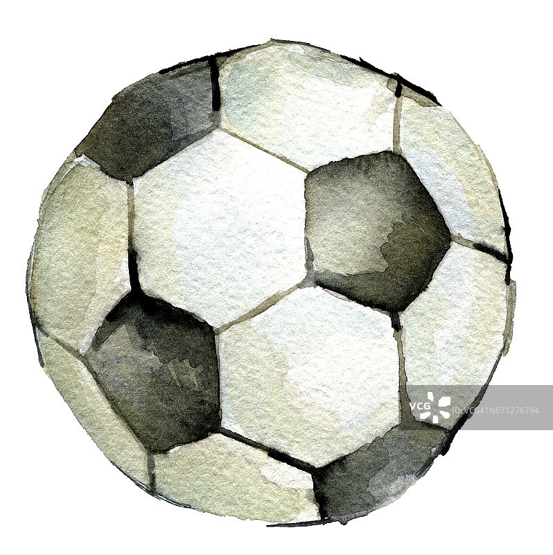 足球的水彩素描在白色的背景图片素材