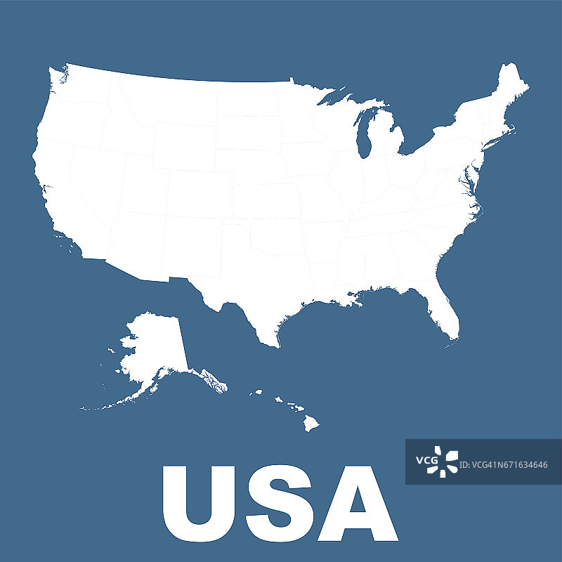高详细矢量地图-美国。美国向量平图片素材