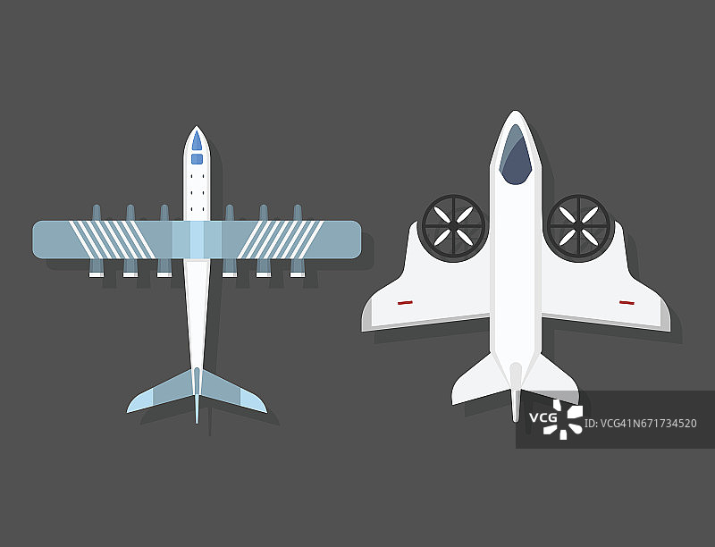 矢量飞机插图俯视图和飞机运输旅行方式设计旅行对象图片素材