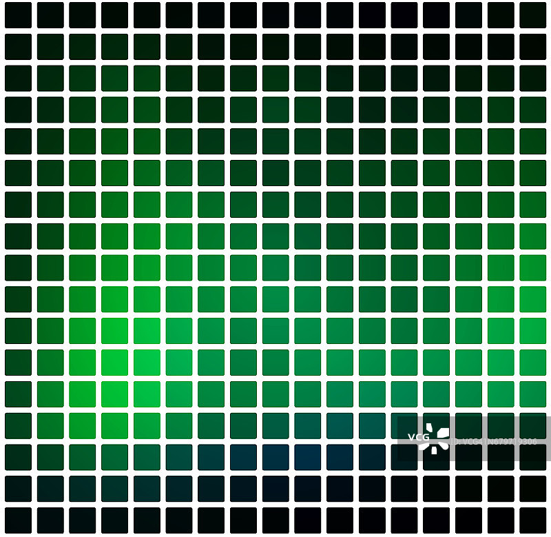 发光的霓虹灯绿色圆形马赛克背景在白色的正方形图片素材