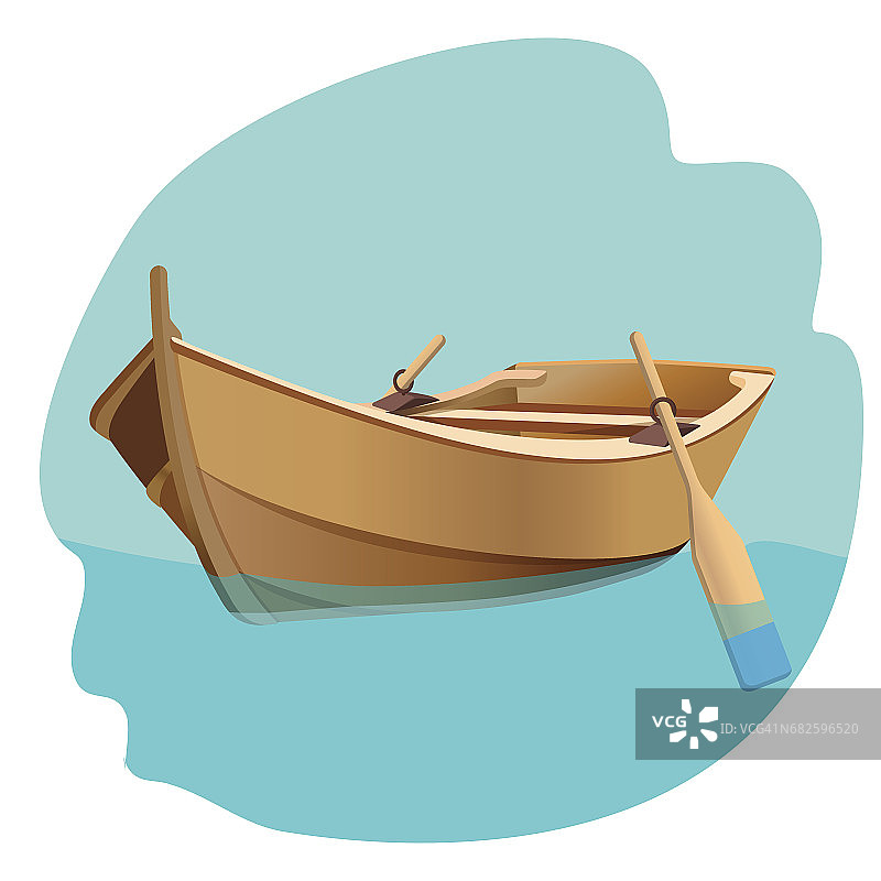 木船与桨矢量插图孤立在白色。图片素材