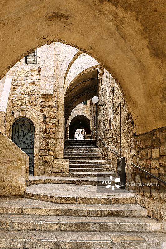 以色列耶路撒冷老城的狭窄小巷图片素材
