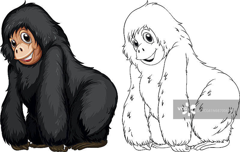 黑黑猩猩的动物涂鸦图片素材
