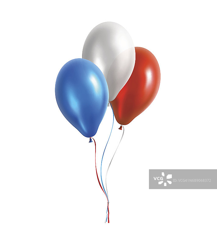 蓝色，白色和红色矢量气球图片素材