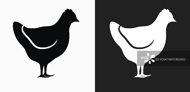 鸡图标上的黑色和白色矢量背景图片素材