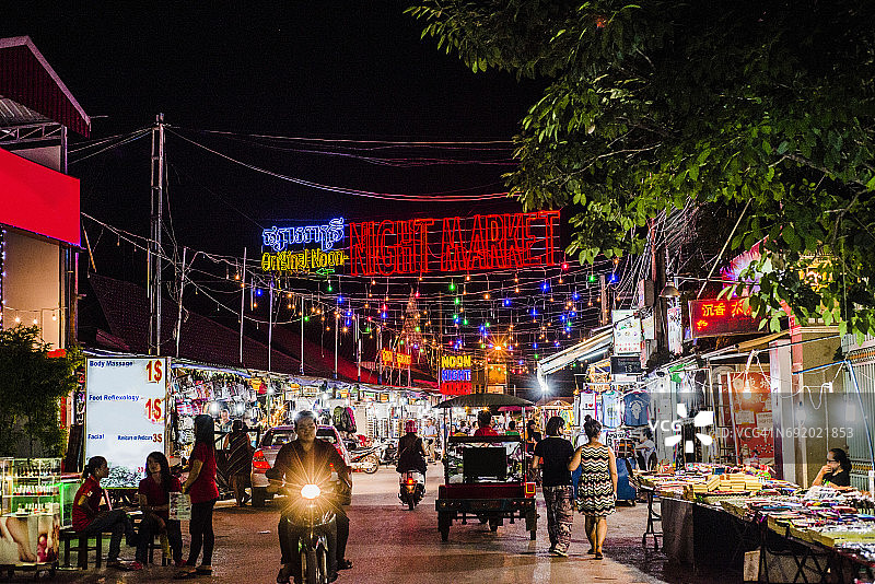 柬埔寨暹粒夜市图片素材