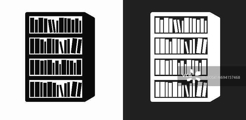 书书架图标上的黑色和白色矢量背景图片素材