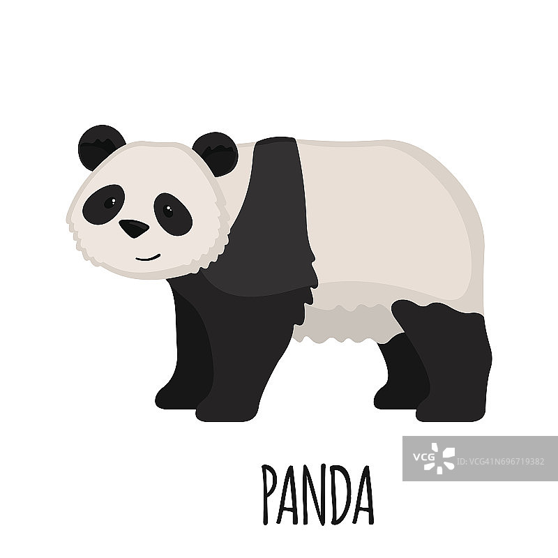 可爱的熊猫在平坦的风格图片素材