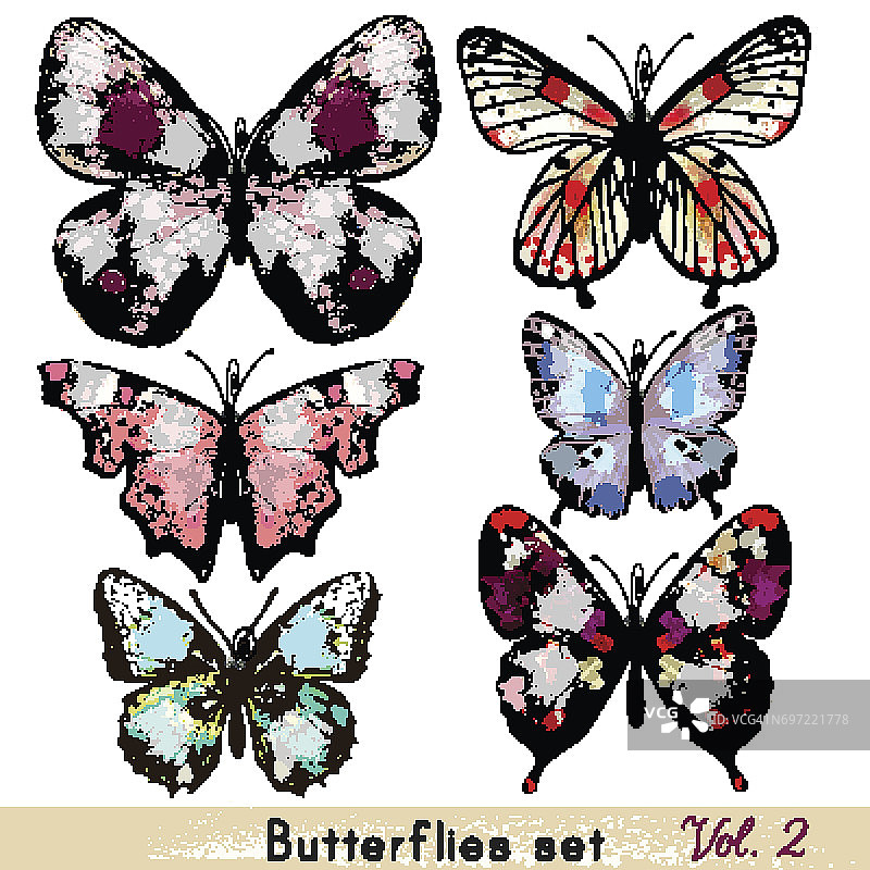 一套现实的矢量蝴蝶设计图片素材
