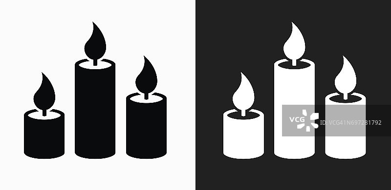 蜡烛图标上的黑色和白色矢量背景图片素材