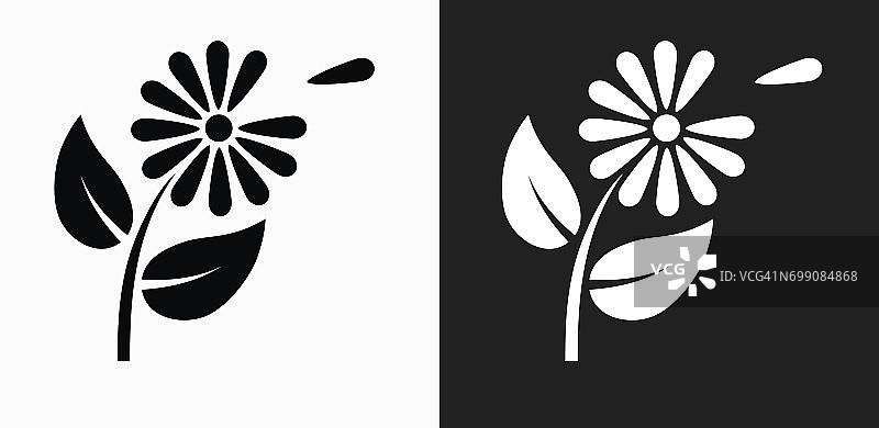 花瓣图标上的黑色和白色矢量背景图片素材