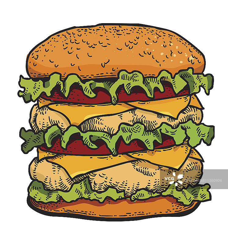 卡通形象的美味汉堡图片素材