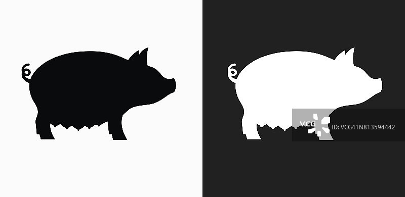 猪图标上的黑色和白色矢量背景图片素材