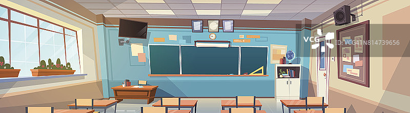 空学校教室室内板书桌横横幅图片素材
