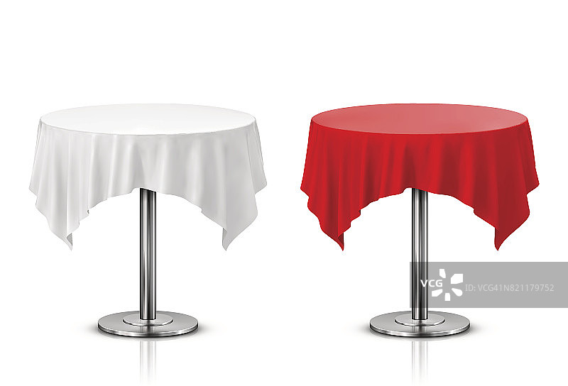 圆桌与桌布隔离在白色的背景图片素材