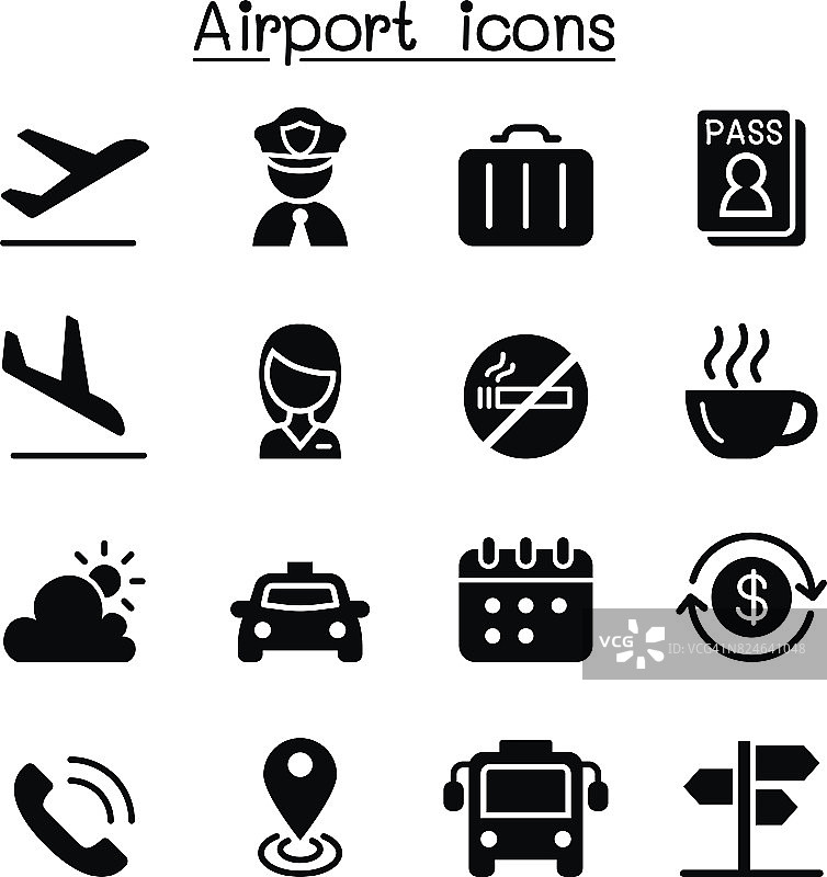 机场和航空图标设置矢量插图图形设计图片素材