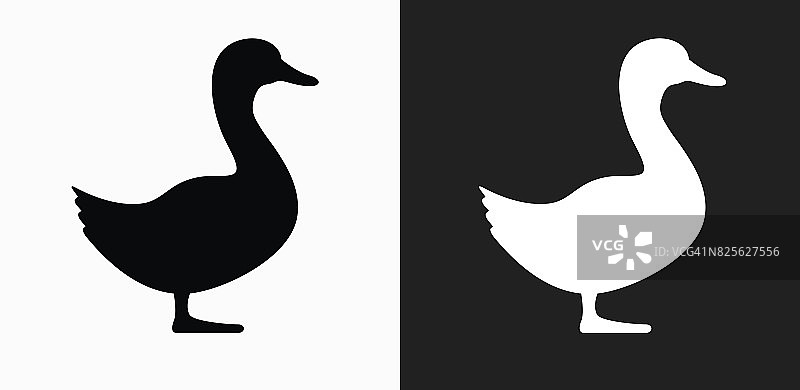 鸭子图标上的黑色和白色矢量背景图片素材