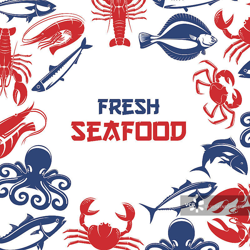 海鲜及鱼类食物媒介海报图片素材