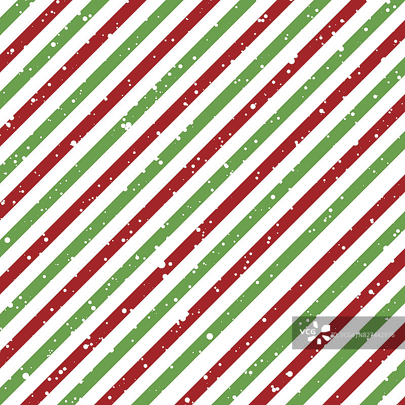 圣诞对角线条纹红色和绿色线在白色的背景与雪纹理，向量图片素材