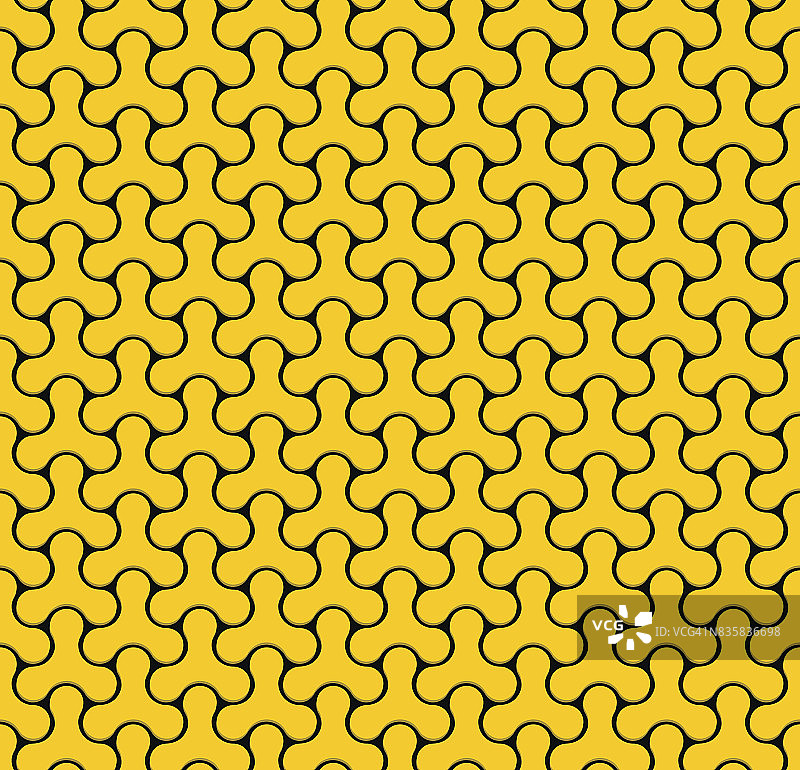 黑色和黄色无缝网几何图案。图片素材