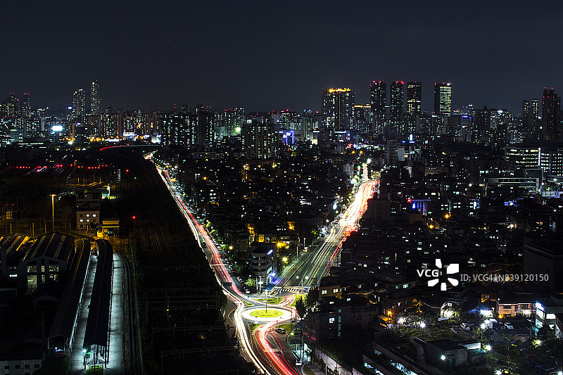 首尔夜景摩天大楼图片素材