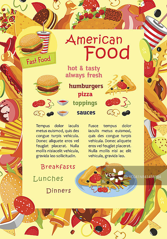 快餐矢量海报餐厅菜单图片素材