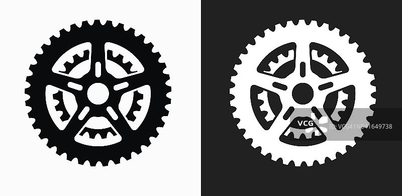 自行车齿轮图标上的黑色和白色矢量背景图片素材