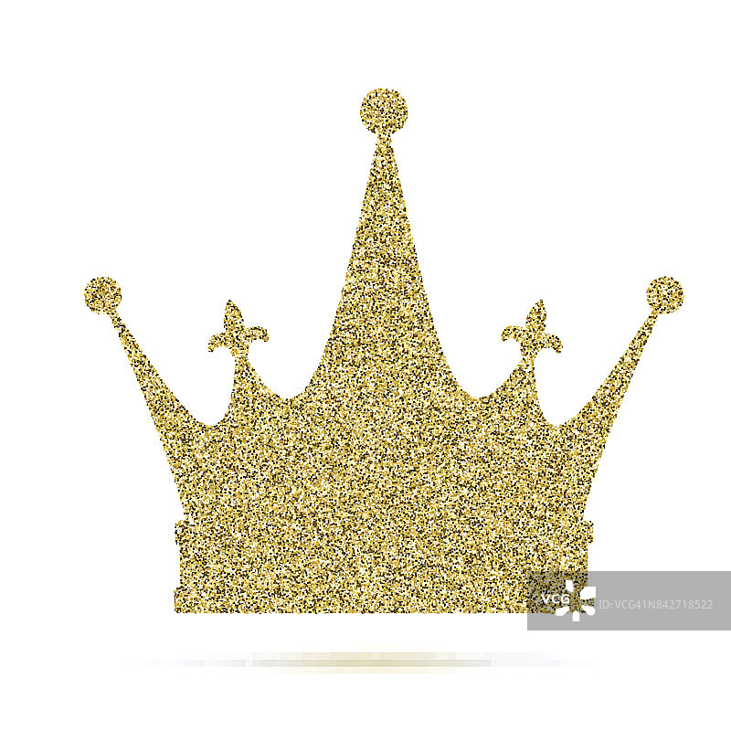 带有闪光效果的皇家皇冠图标，孤立在白色背景上。皇家皇冠的轮廓图标。权力的象征，矢量象形文字。象征来自金色的颗粒尘埃图片素材