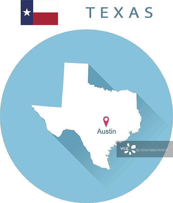 美国德克萨斯州的地图和旗帜图片素材