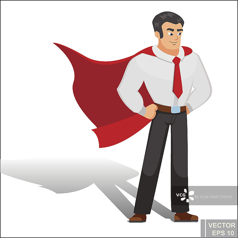 勇敢的男性卡通人物，穿着漫画书中的超级英雄服装。矢量插图eps10图片素材