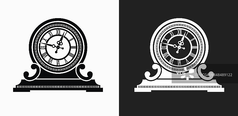 时钟图标上的黑色和白色矢量背景图片素材