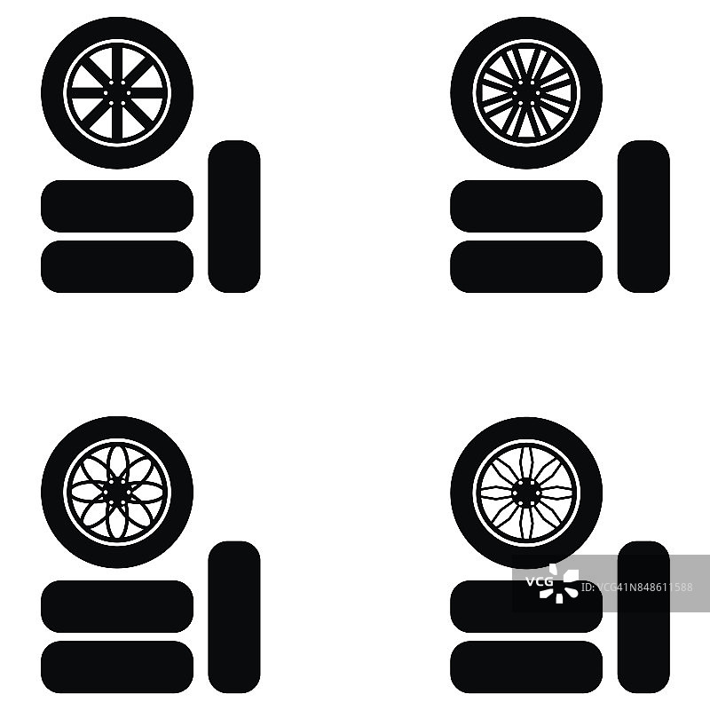 汽车车轮图标组图片素材