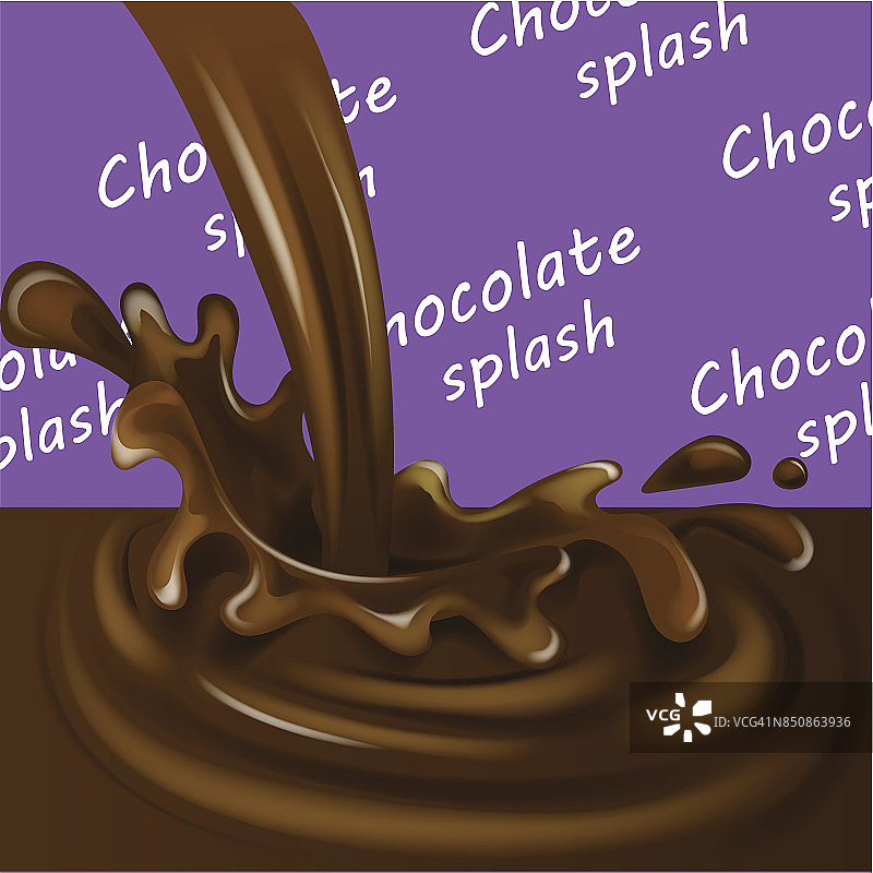 飞溅和旋转巧克力液体的设计使用孤立的3d插图图片素材