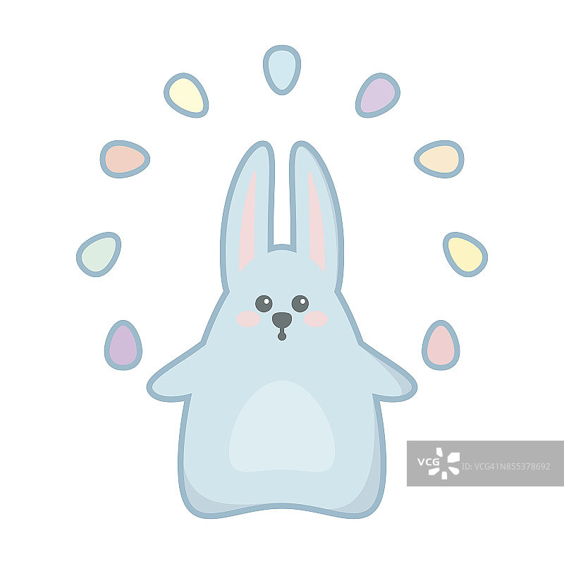 可爱的复活节兔子玩弄彩蛋。图片素材