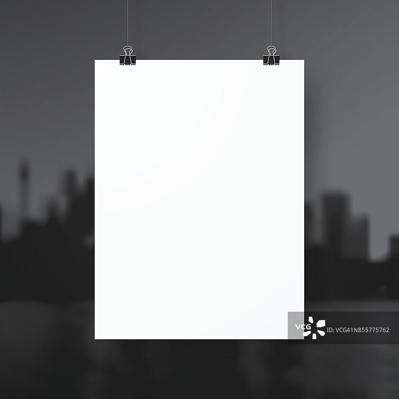 海报模板孤立在城市天际线在黑色和白色图片素材