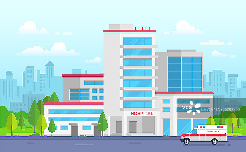 城市医院救护车-现代矢量插图图片素材