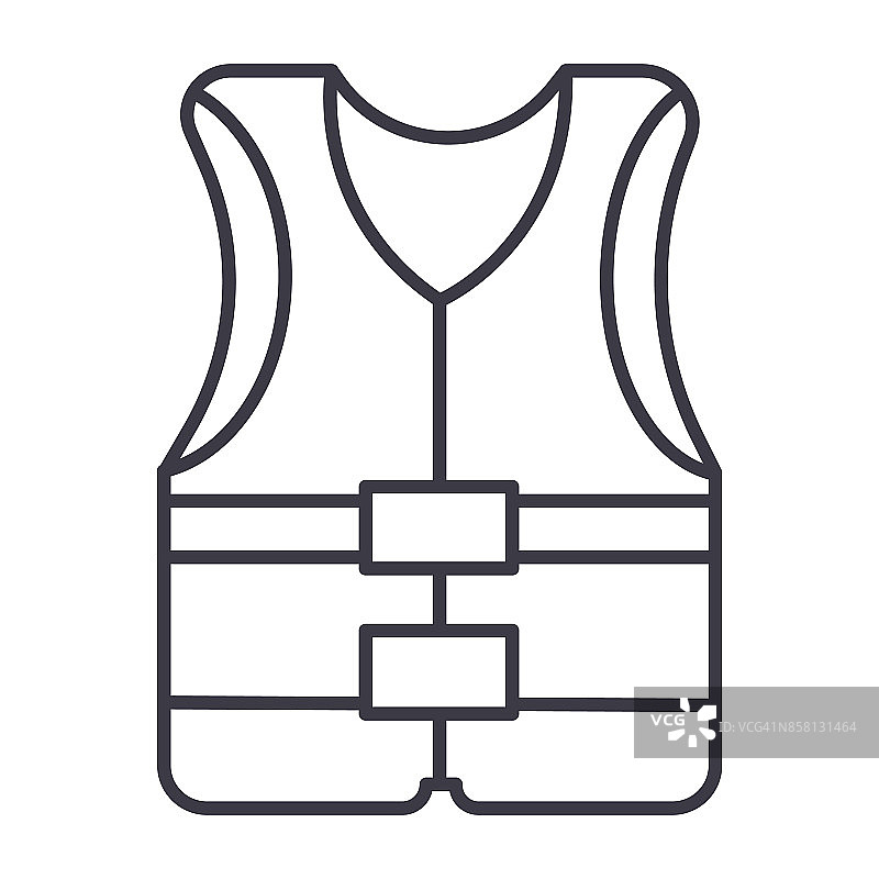 Vest矢量线图标，标志，背景上的插图，可编辑的笔触图片素材