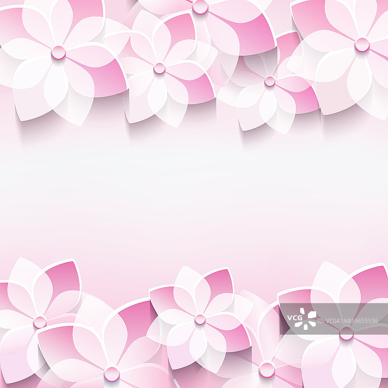 新潮的抽象粉色背景与3d樱花图片素材