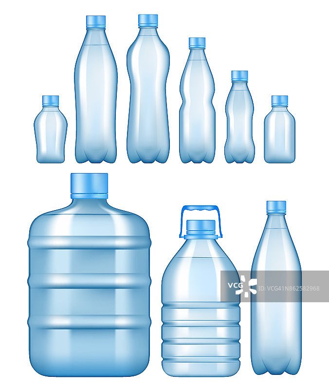 向量现实塑料水瓶设置图片素材