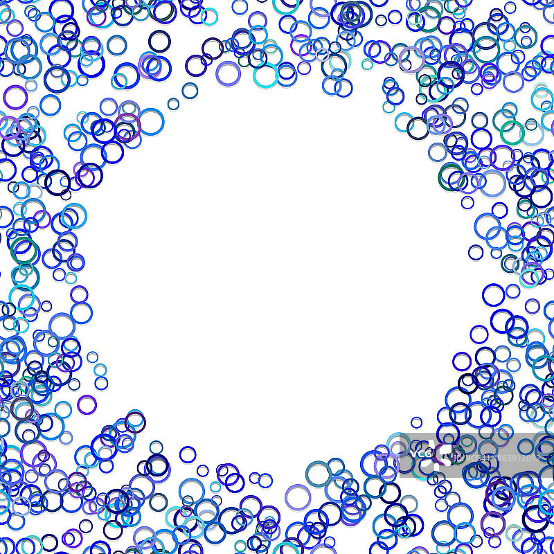 几何抽象混沌圆背景-由中间空白的蓝色环矢量图形设计图片素材