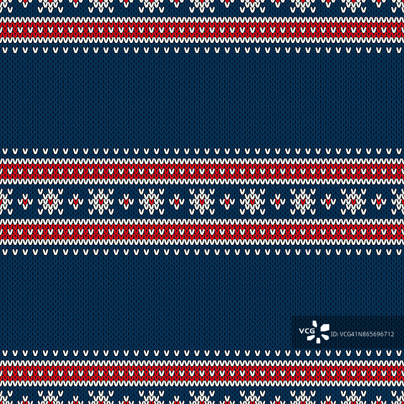 传统的Fair Isle风格无缝针织图案。圣诞和新年设计背景与文字的地方图片素材