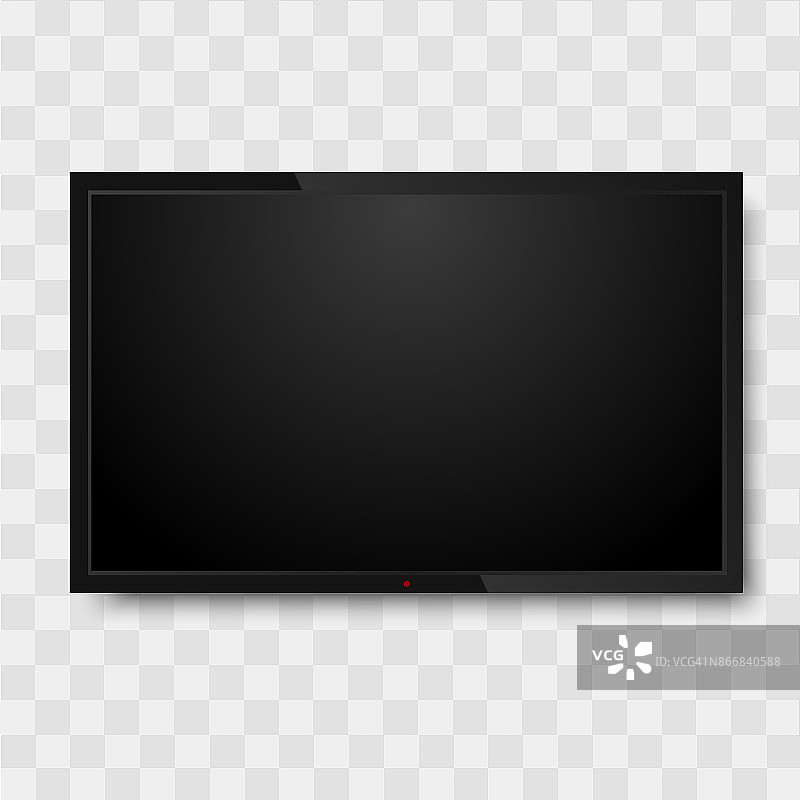 透明背景上的黑色显示器。电视屏幕，led型或lcd。图片素材